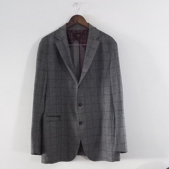 Ermenegildo Zegna Other - ERMENEGILDO ZEGNA thin wool grey windowpane check suit jacket blazer